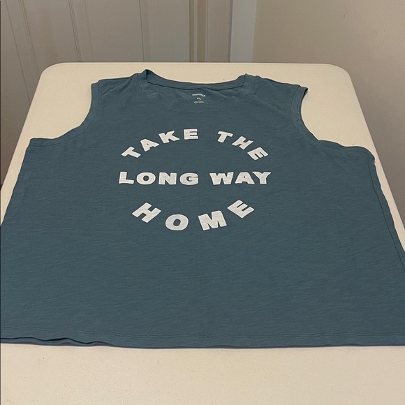 Sonoma Tops - NWOT Dark Teal Muscle Tank White lettering Cotton women Summer Fun Cover Up XL